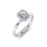 Gabriano Selena 4 tırnaklı tektaş yüzük; GIA-HRD sertifikalı radiant pırlanta ve beyaz altın montürün üstten görünüşü